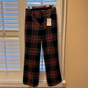 J Crew Stewart Tartan Plaid Peyton Pants 0 0T wide leg high rise cropped